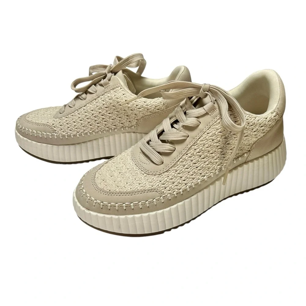 DV Dolce Vita Fredi Sandstone Ivory Cream Woman's Platform Sneaker Sz 8.5 Preppy